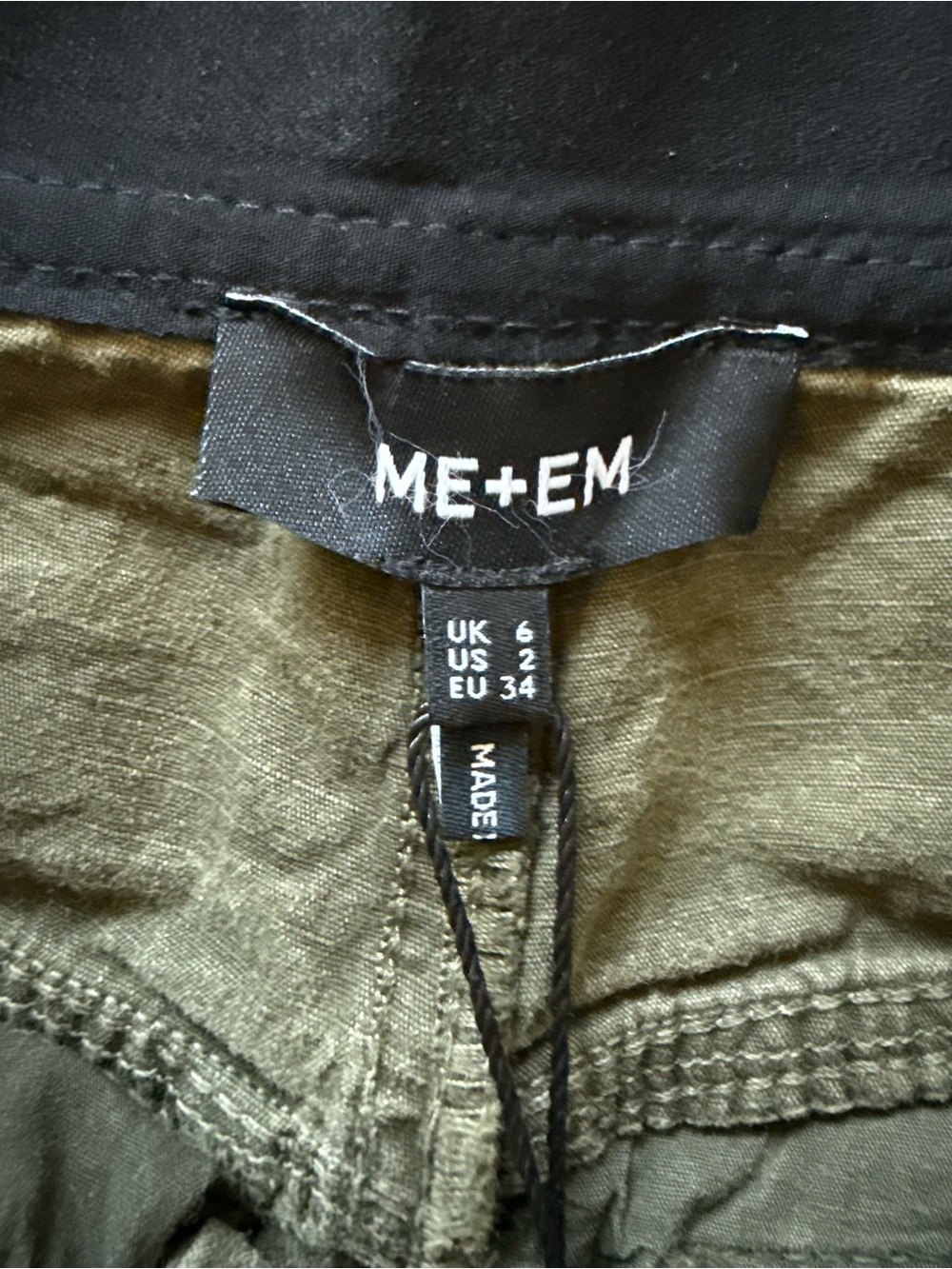 New ME+EM Wide-Leg Cargo Trouser Elastic Waist Pants NWT Spring Olive Size 2 - Picture 12 of 16